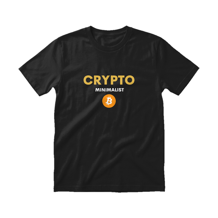 Crypto Minimalist Orange and Gold Tee Black front