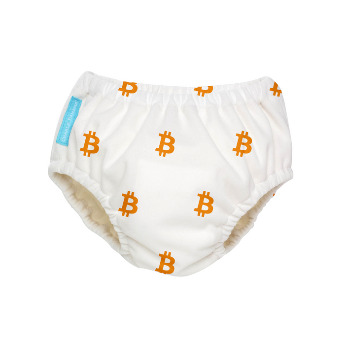 Bitcoin Classic Reusable Swim Diaper -  White and Orange