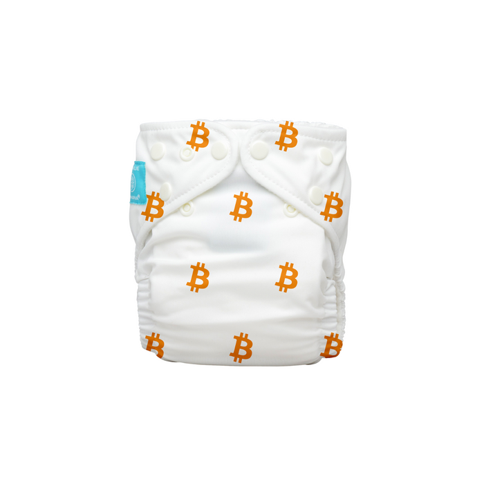 Bitcoin Classic Reusable Cloth Diaper -  White and Orange