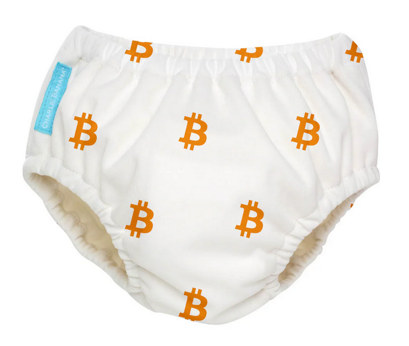 Bitcoin Classic Reusable Swim Diaper -  White and Orange