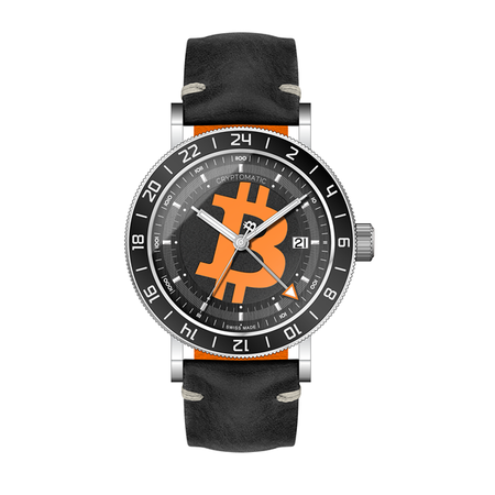 CRYPTOMATIC Jetsetter JET-112, steel case, black dial with orange Bitcoin motif