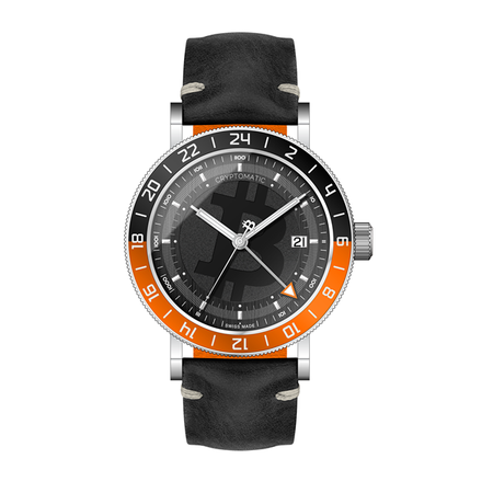 CRYPTOMATIC Jetsetter JET-121, steel case, orange and black bezel