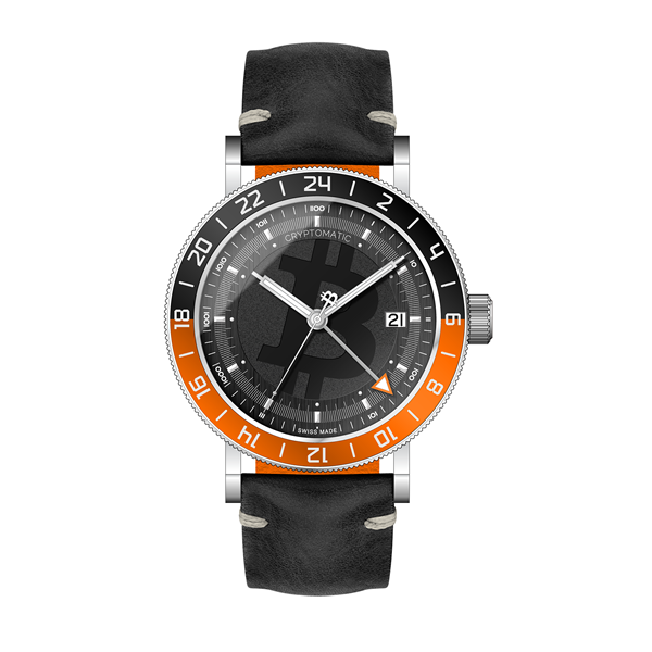 CRYPTOMATIC Jetsetter JET-121, steel case, orange and black bezel