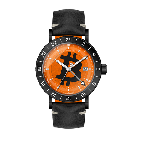 CRYPTOMATIC Jetsetter JET-213, black PVD case, orange dial