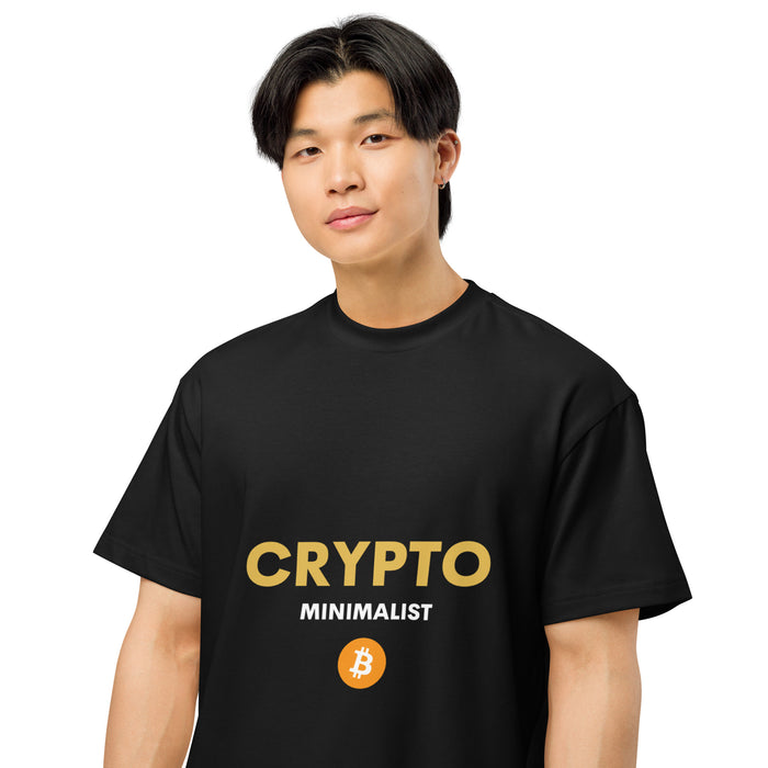 Crypto Minimalist Orange and Gold Tee close-up
