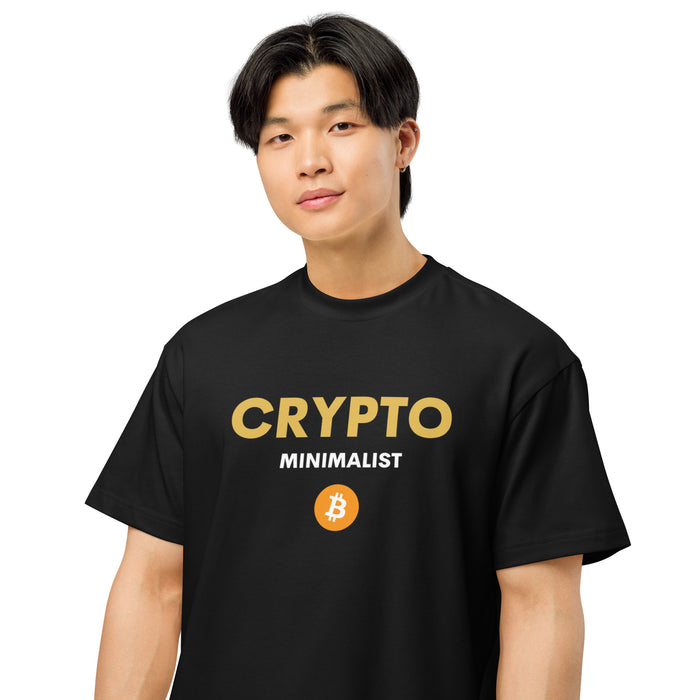 Crypto Minimalist Orange and Gold Tee - closeup