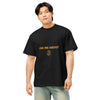 Ask Me About Bitcoin Tee on model, front
